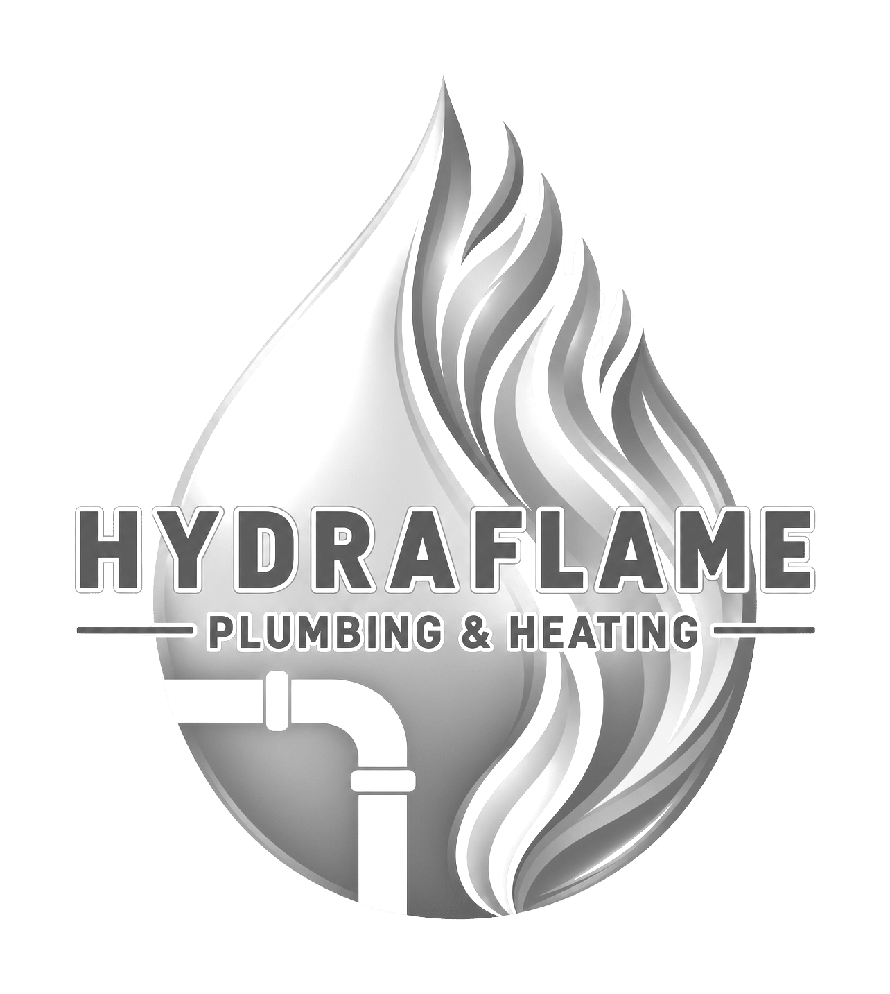 hydraflame plumbing & heating logo upscaled transparent light greyscale